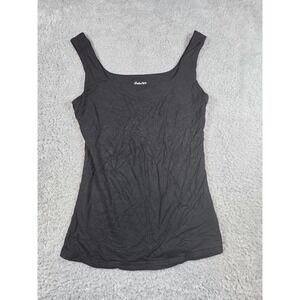 Grunge 90s Womens Scoop Neck Tank Top Black Sleeveless Slim Fit Stretch Camisole